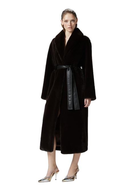 Cappotto lungo effetto pelliccia con cintura PINKO | Cappotti | 103824 A1ZMM28